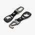 AMP01565 - AirTag Case Rugged Armor showing the front and side with carabiner opened